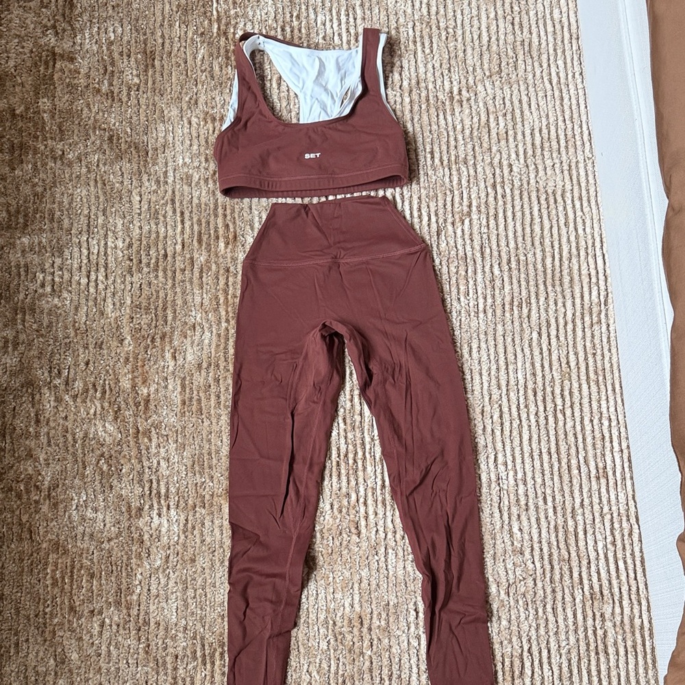SET Active Brown Leggings and Top Set